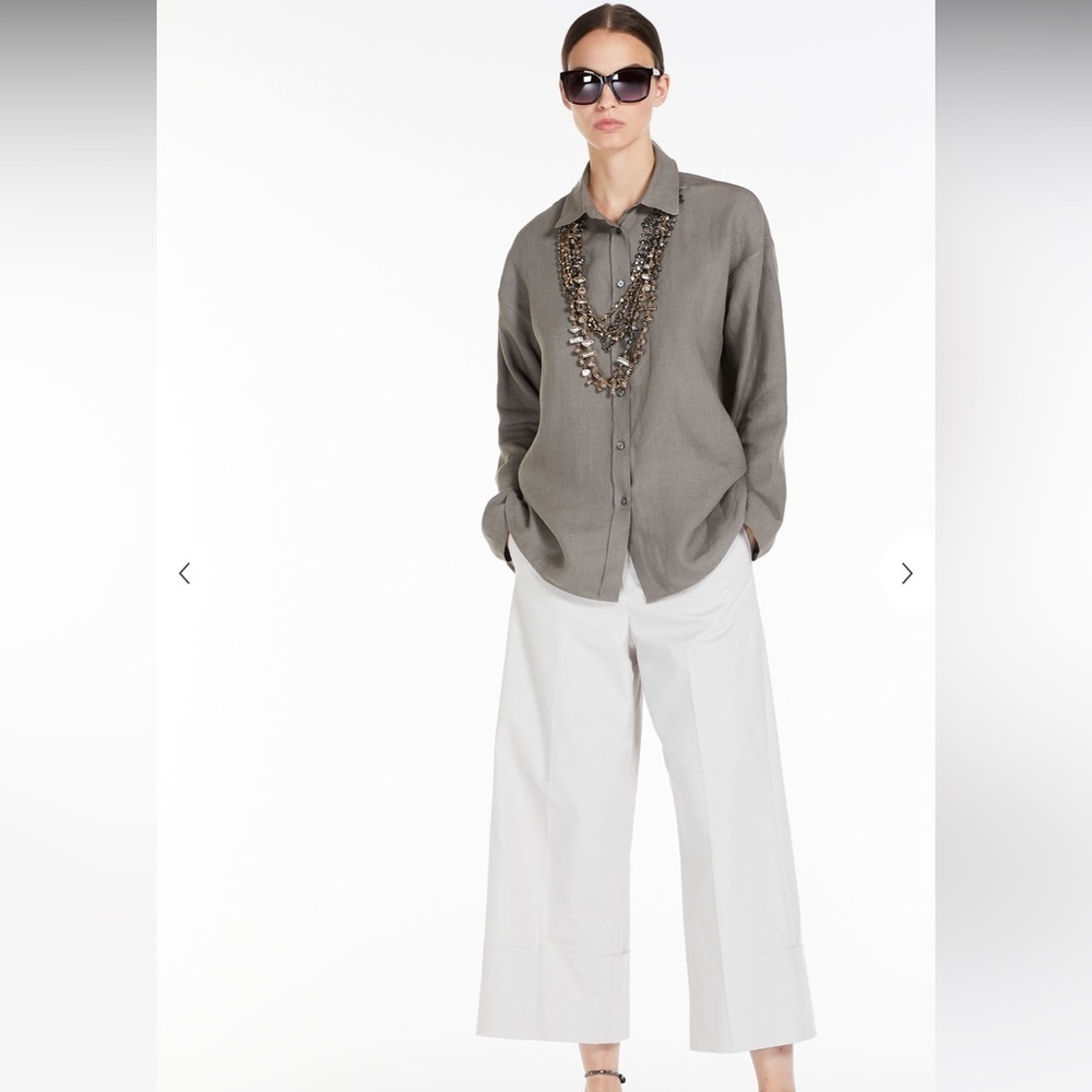 Max Mara ’S Max Mara Wide Leg Cotton Silk Blend Trousers Cream Size 6 Italy